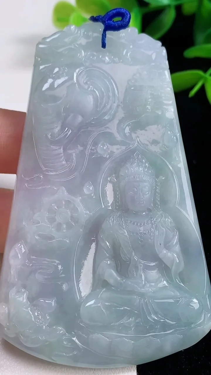 天然A货翡翠紫罗兰普贤菩萨吊坠，尺寸81.8-49-5.8，重量:50.19g
9月27日