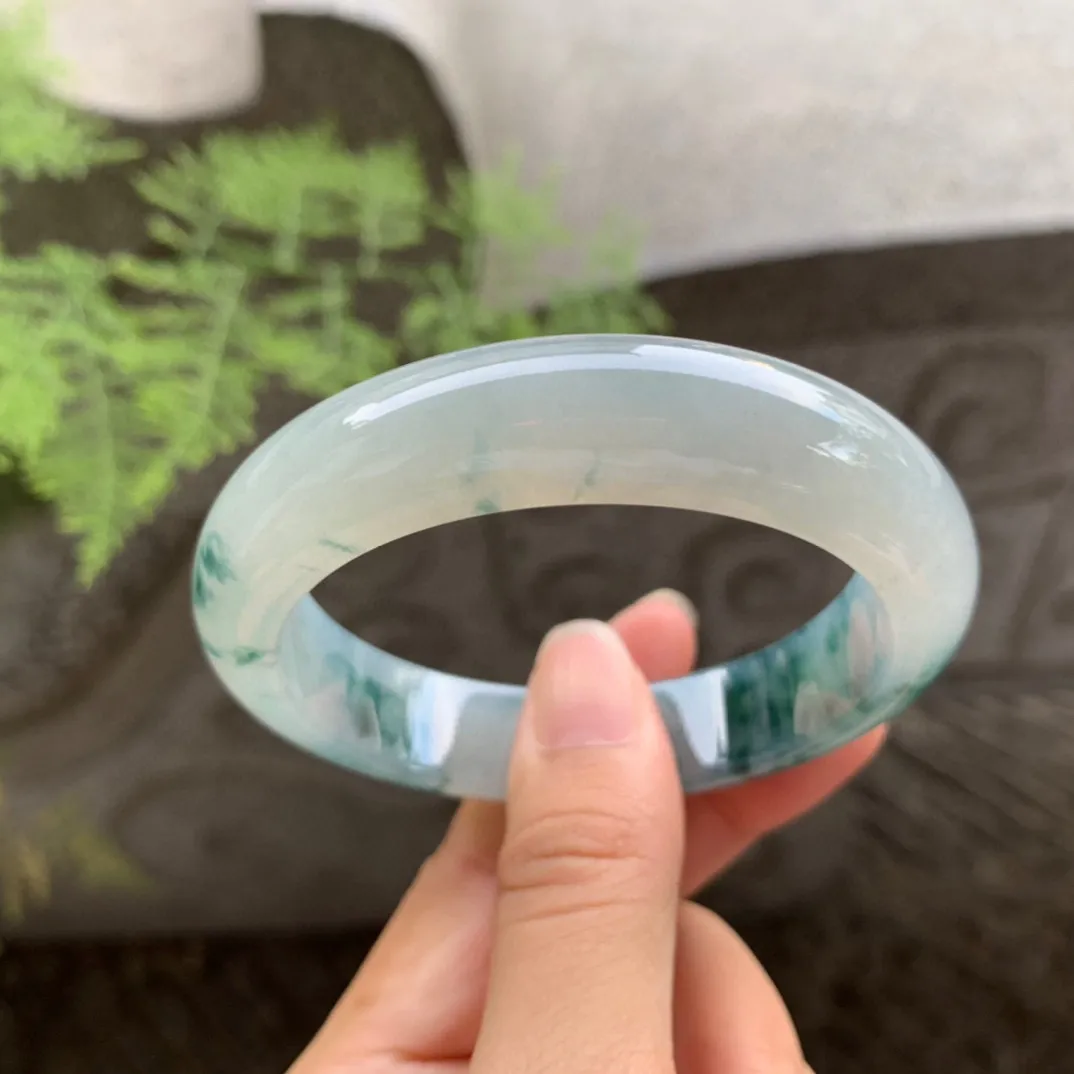 圈口 54.2-13-8.5【飘蓝花正圈手镯】正圈54 55可戴