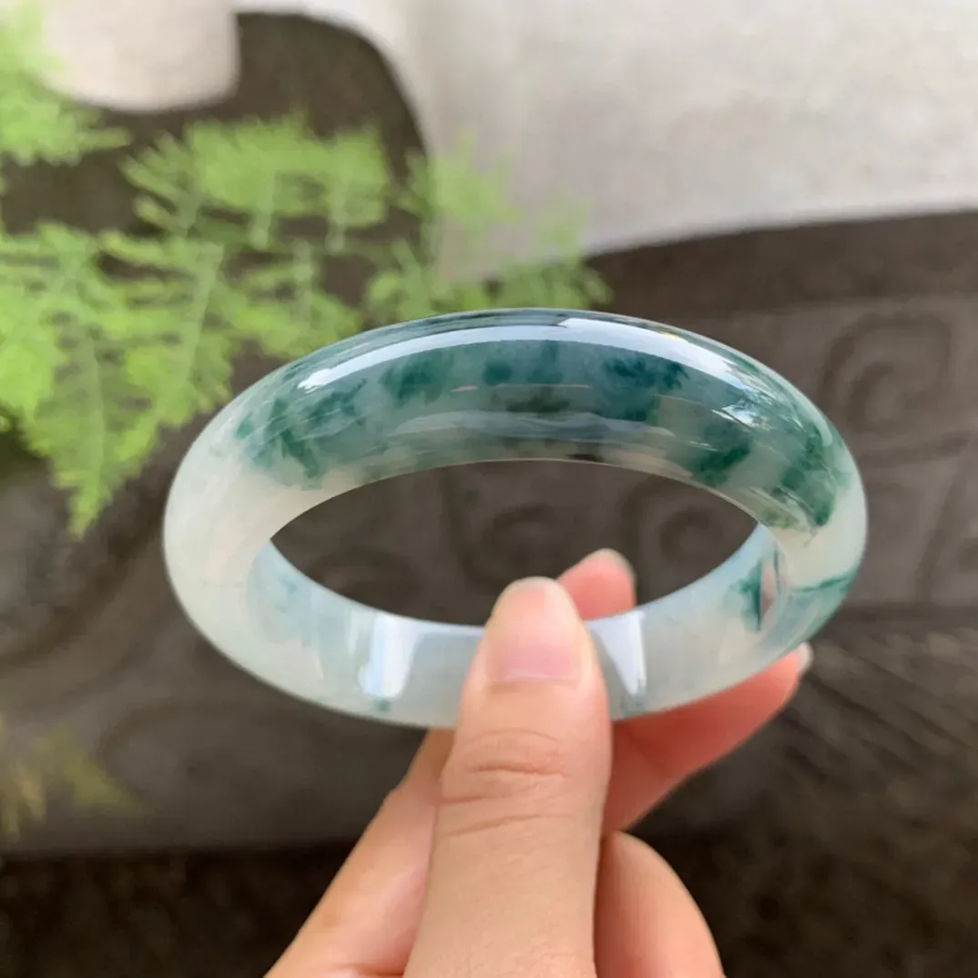 圈口 54.2-13-8.5【飘蓝花正圈手镯】正圈54 55可戴