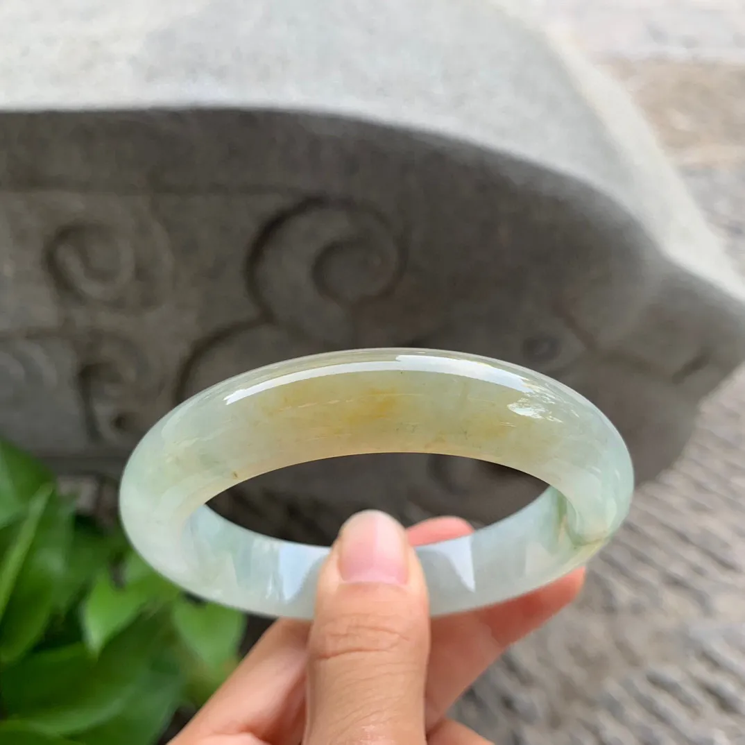 圈口 57.8-12.8-9.4【冰黄翡正圈手镯】正圈57 58可戴