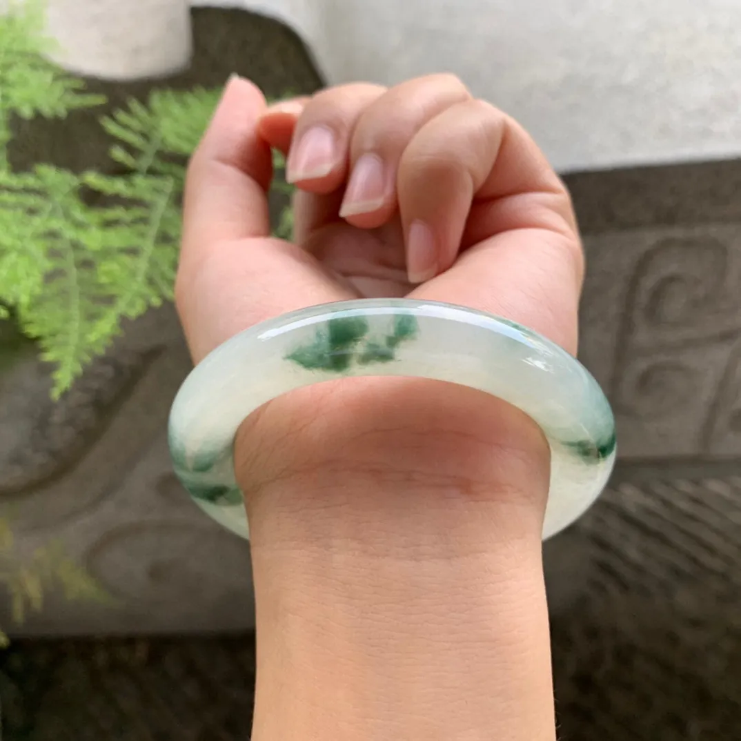 小圈口 53-10.8  【冰飘花圆条手镯】圆条53 54可戴