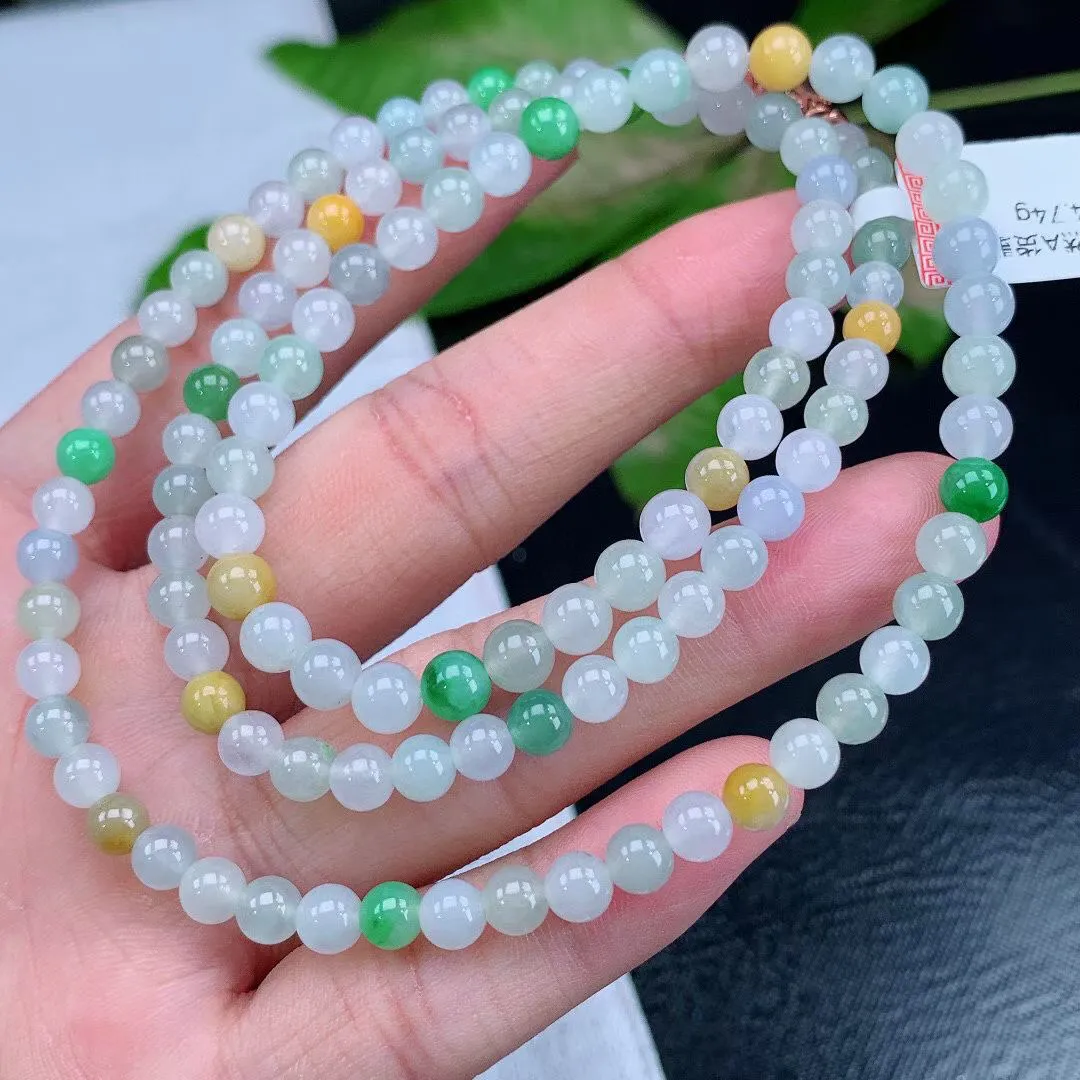 缅甸天然翡翠A货 老坑料起胶冰种 多宝圆珠项链
尺寸5.8mm  y 34.74