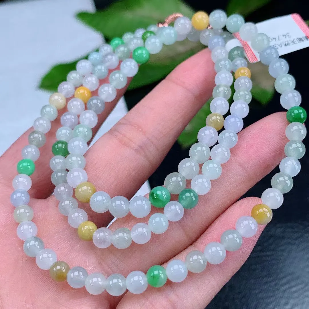 缅甸天然翡翠A货 老坑料起胶冰种 多宝圆珠项链
尺寸5.8mm  y 34.74