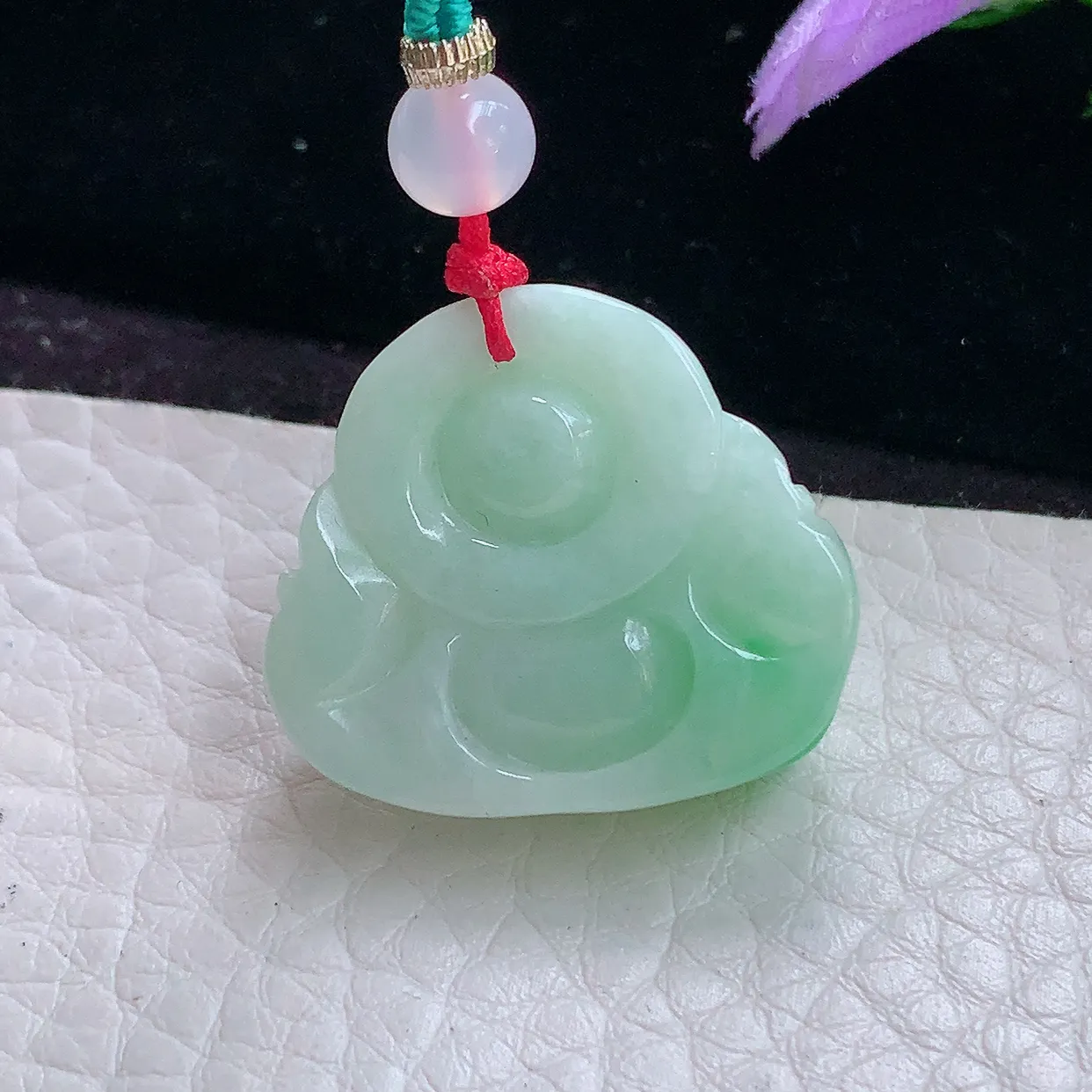 zen实拍22.6*26*10.5缅甸翡翠飘绿饱满佛公 开心佛玉吊坠 玉挂件