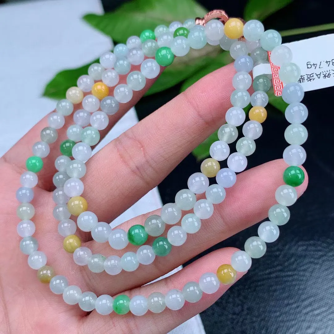 缅甸天然翡翠A货 老坑料起胶冰种 多宝圆珠项链
尺寸5.8mm  y 34.74