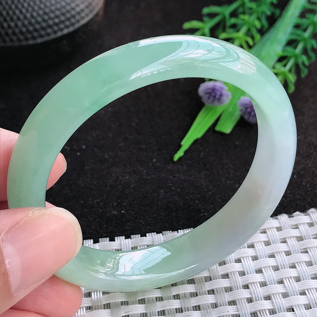 自然光51.5/48.5/11.7/7.3小圈口老坑冰润起胶冰晴贵妃手镯天然翡翠玉镯女款
