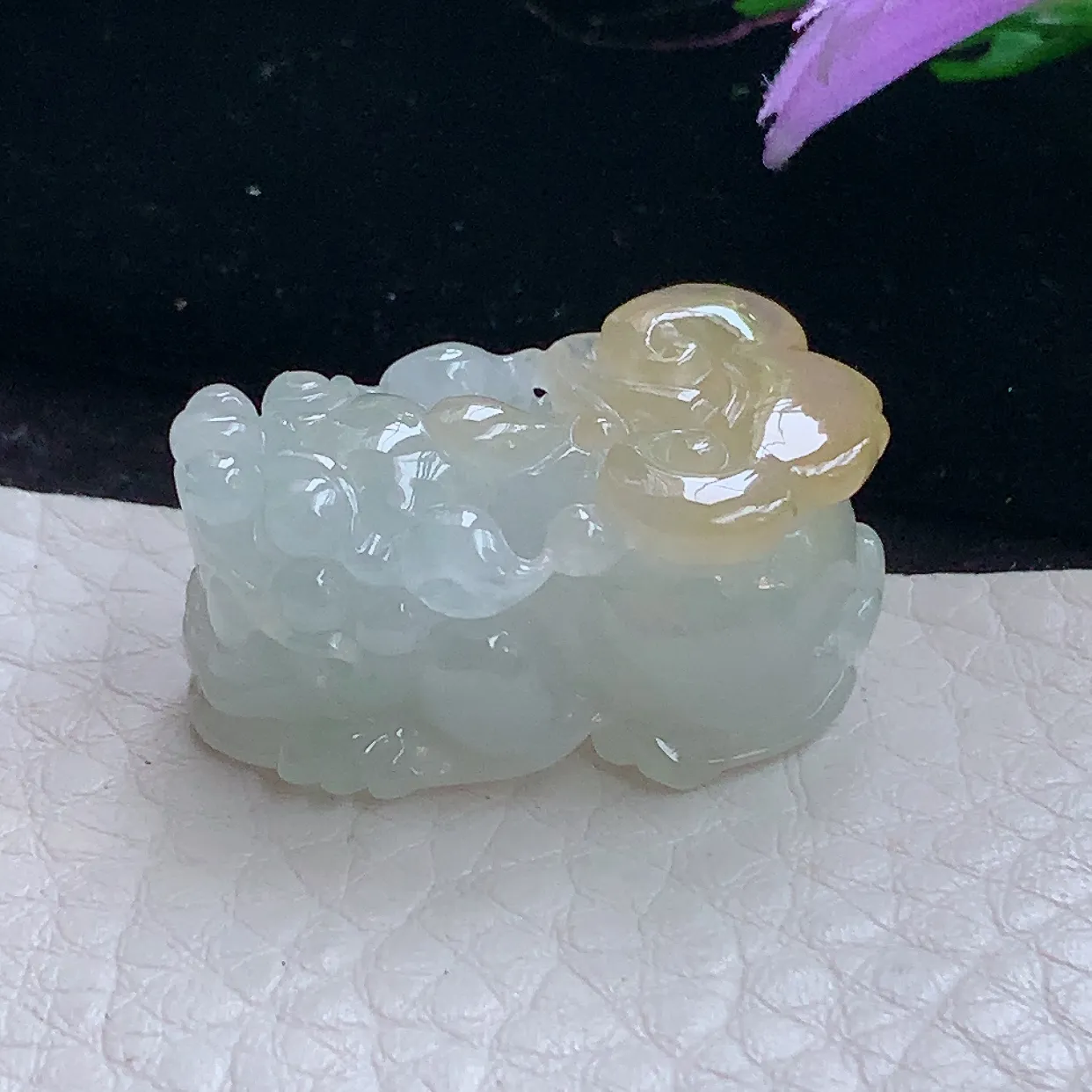 zen实拍29.5*17.8*14.5缅甸翡翠精雕冰双彩招财貔貅 皮休玉吊坠 玉挂件