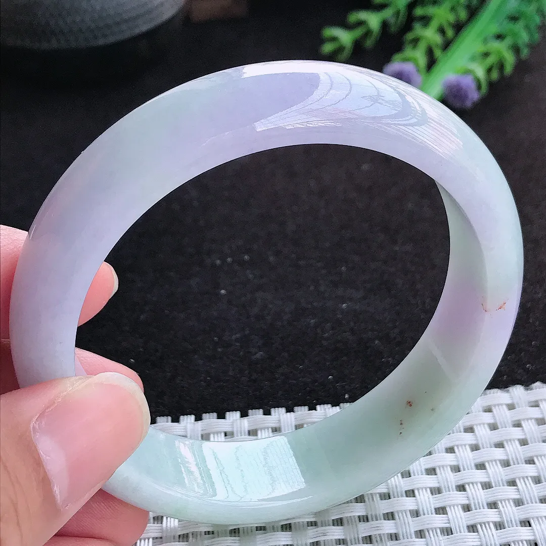 自然光59.5/15.7/8.1老坑精美温润紫罗兰轮胎手镯天然翡翠玉镯百搭女款