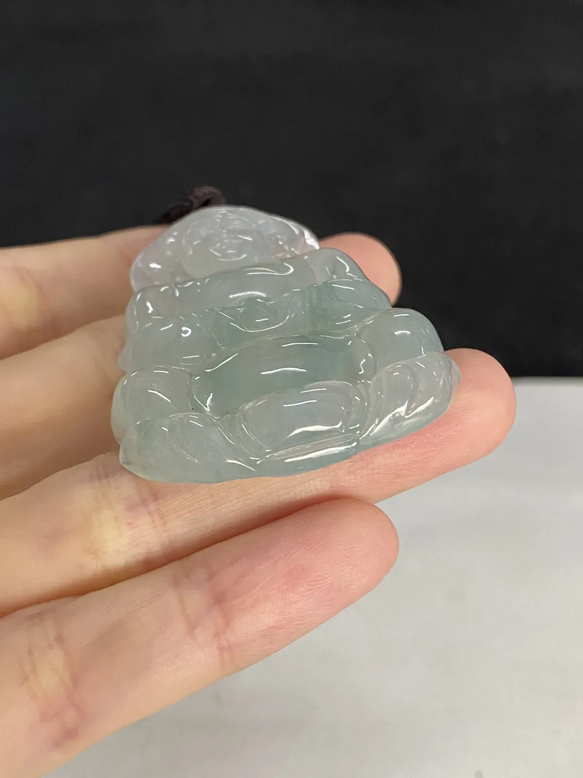 翡翠冰糯种绿色观音吊坠