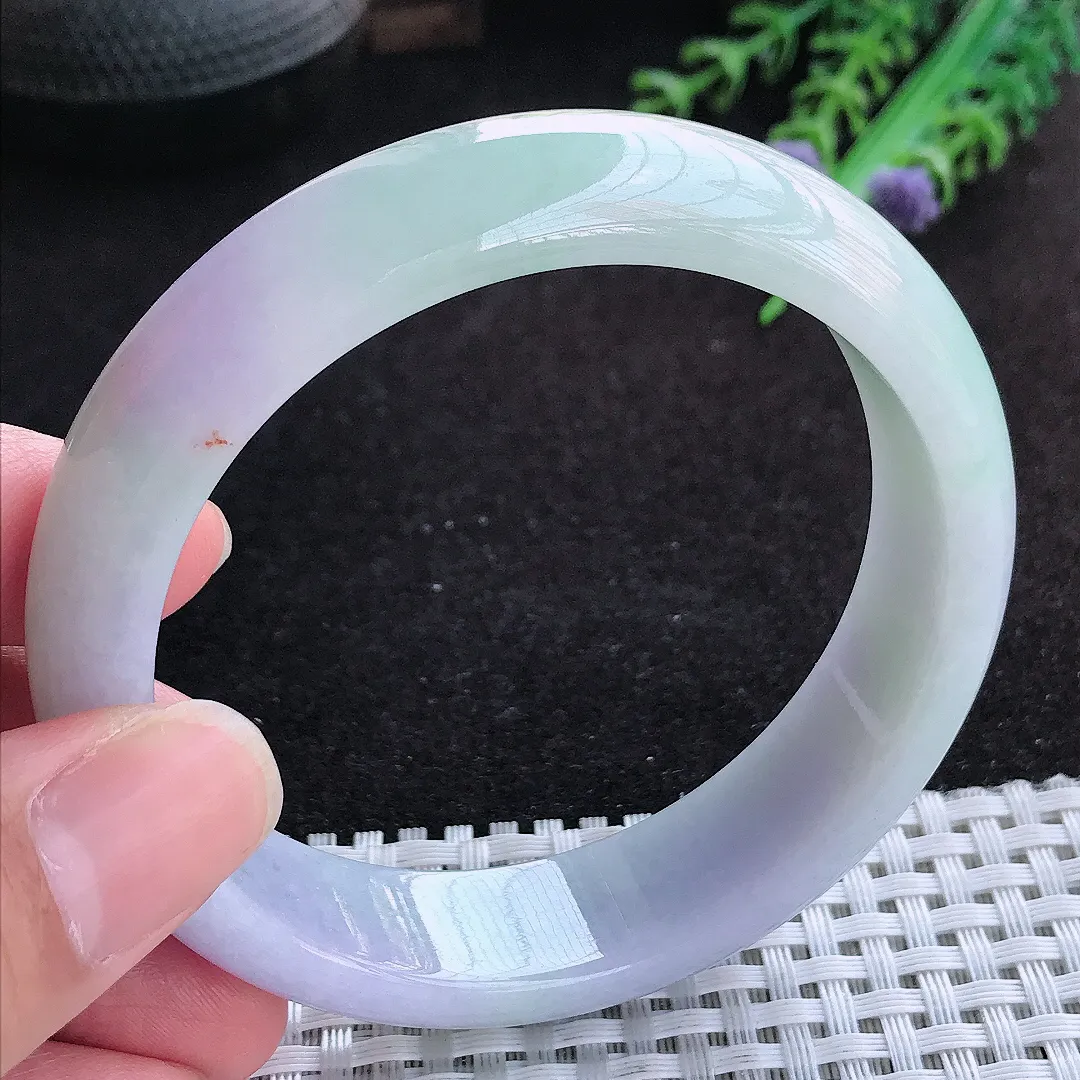自然光59.5/15.7/8.1老坑精美温润紫罗兰轮胎手镯天然翡翠玉镯百搭女款