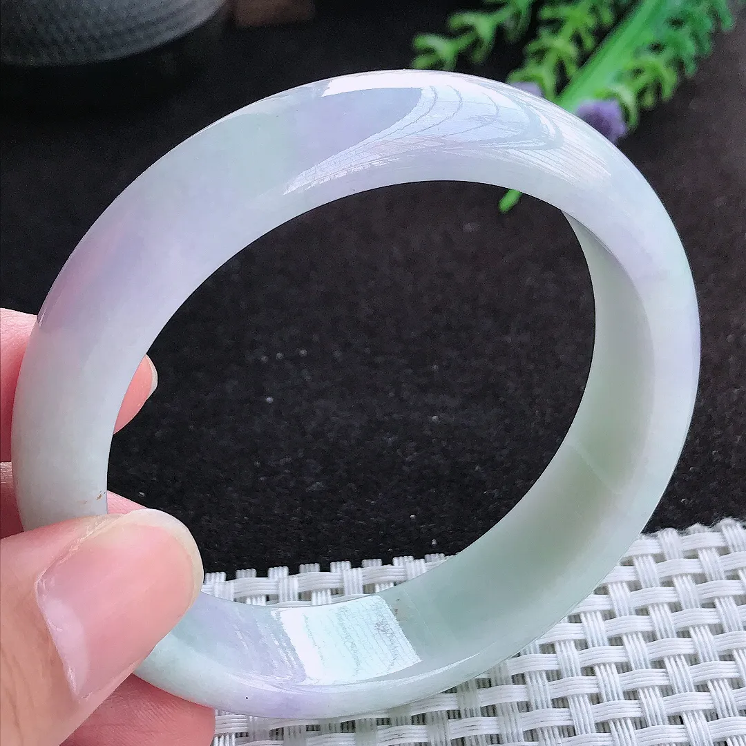 自然光59.5/15.7/8.1老坑精美温润紫罗兰轮胎手镯天然翡翠玉镯百搭女款