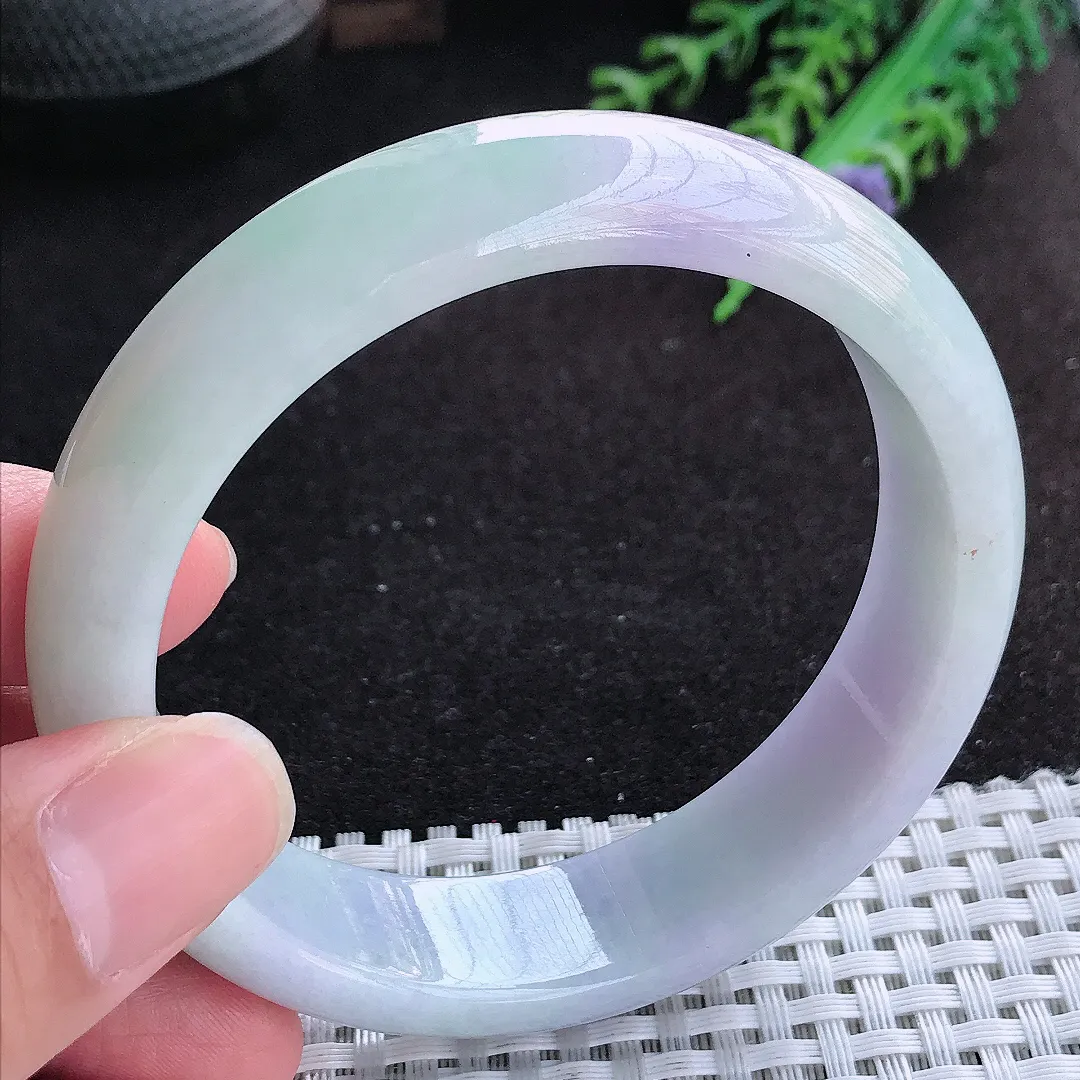 自然光59.5/15.7/8.1老坑精美温润紫罗兰轮胎手镯天然翡翠玉镯百搭女款