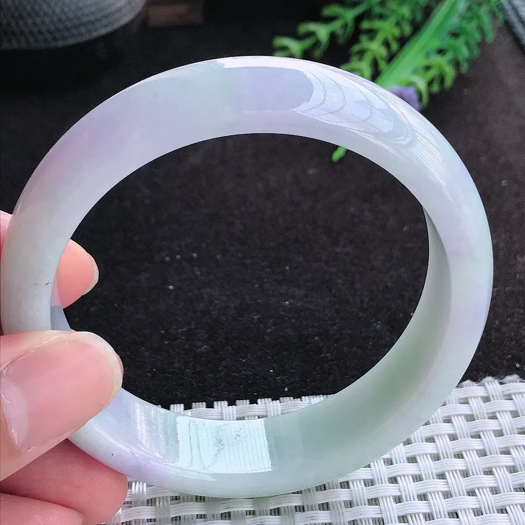 自然光59.5/15.7/8.1老坑精美温润紫罗兰轮胎手镯天然翡翠玉镯百搭女款