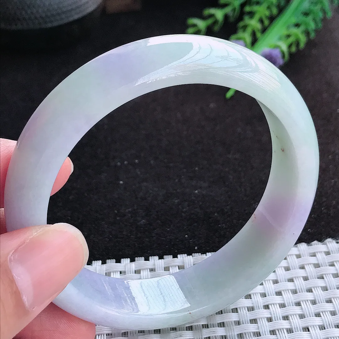 自然光59.5/15.7/8.1老坑精美温润紫罗兰轮胎手镯天然翡翠玉镯百搭女款