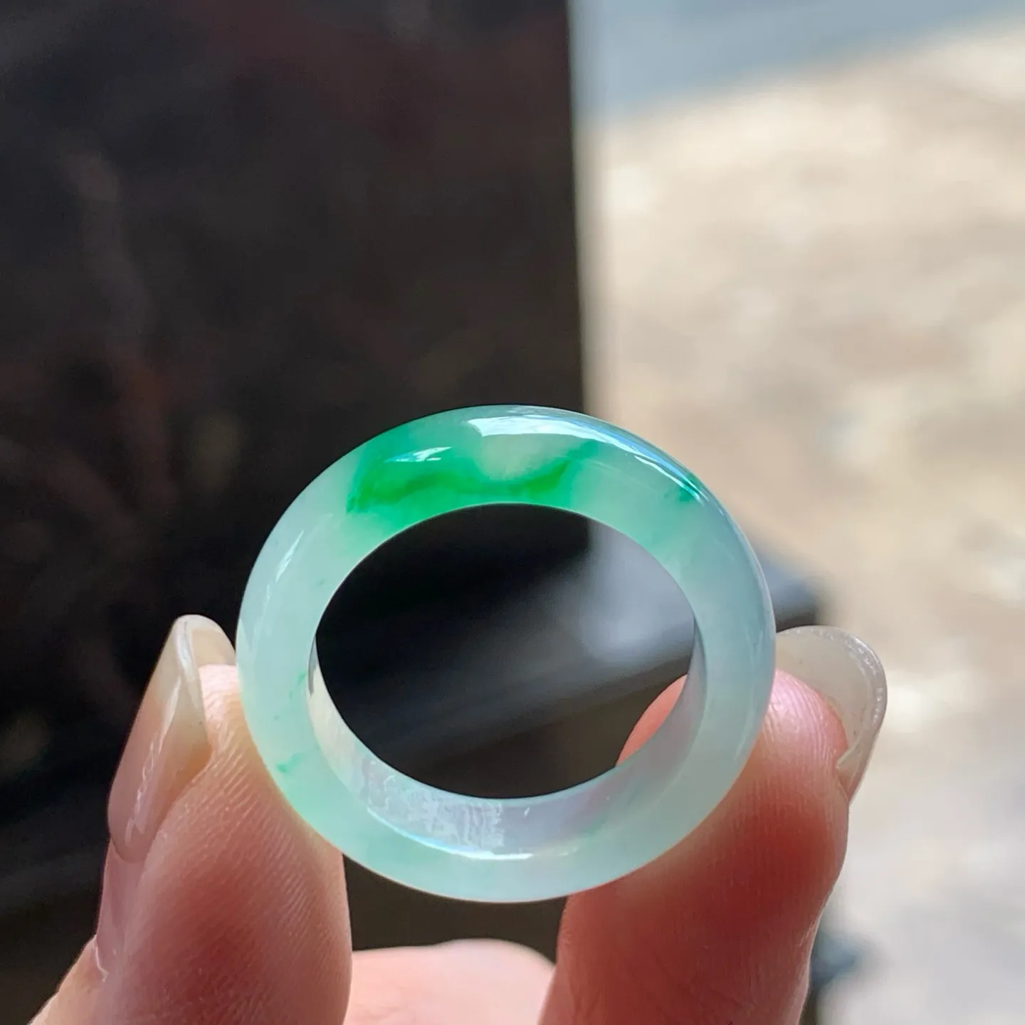 冰种阳绿指环
种老水足