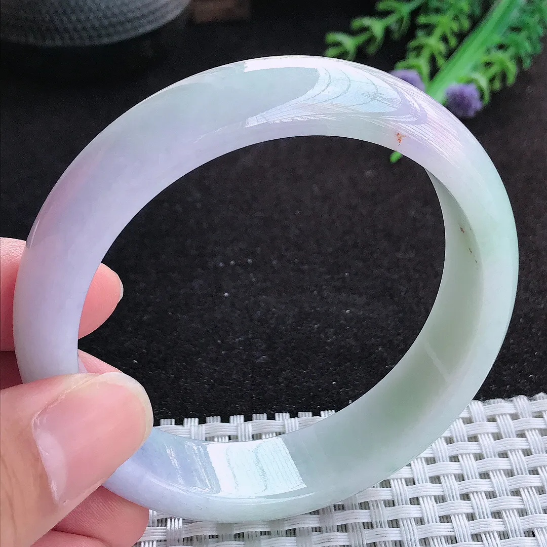 自然光59.5/15.7/8.1老坑精美温润紫罗兰轮胎手镯天然翡翠玉镯百搭女款