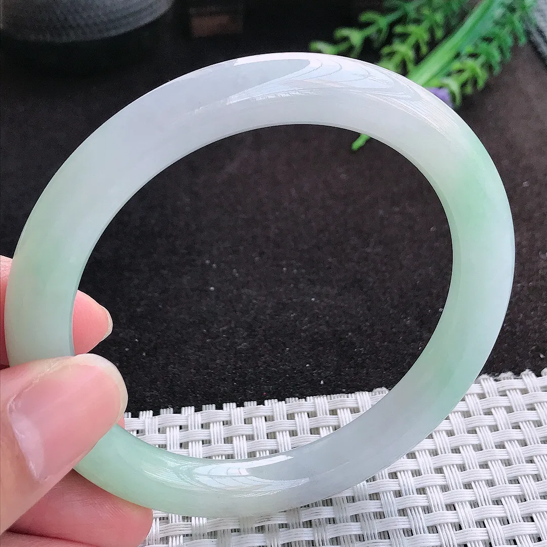 自然光62/9.8/9.7老坑冰润起胶冰晴大圈口圆条手镯天然翡翠玉镯百搭女款
