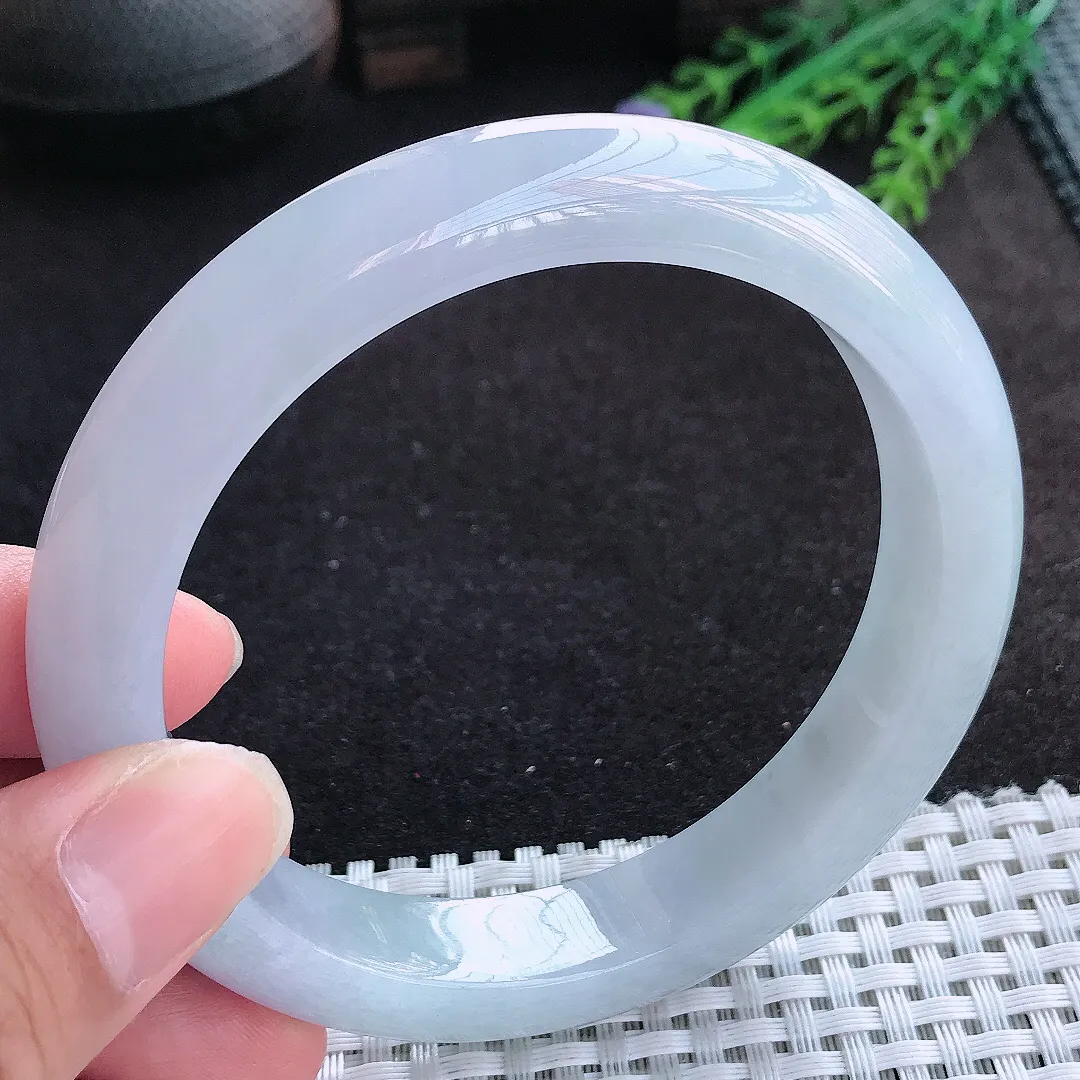 自然光62.5/12.3/9.6老坑冰胶果冻紫色飘花大圈口手镯天然翡翠玉镯百搭女款