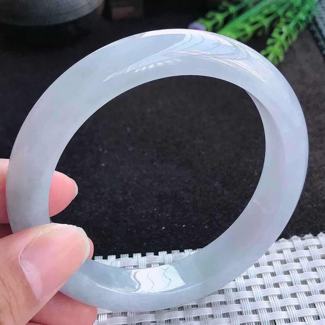自然光62.5/12.3/9.6老坑冰胶果冻紫色飘花大圈口手镯天然翡翠玉镯百搭女款