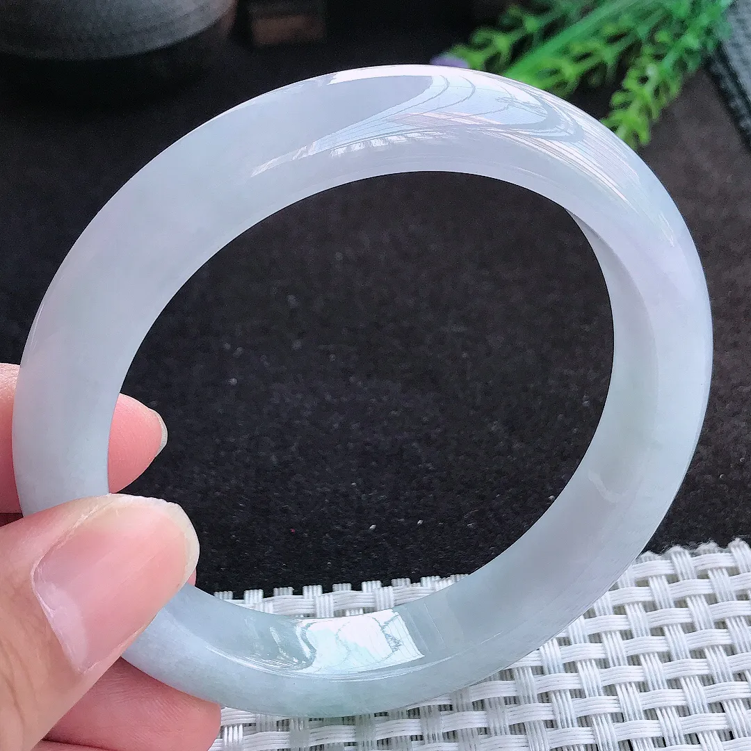 自然光62.5/12.3/9.6老坑冰胶果冻紫色飘花大圈口手镯天然翡翠玉镯百搭女款