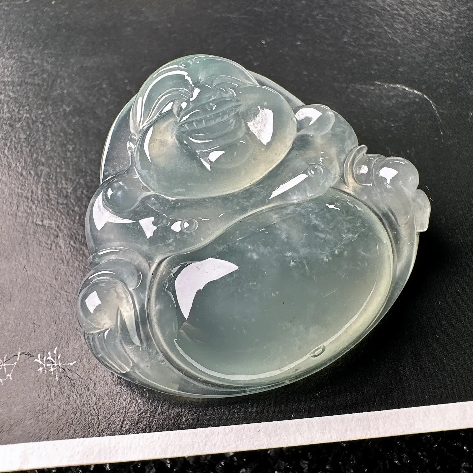 【冰种佛公吊坠】种水上乘，晶莹剔透，纯净通透，莹光感很强
