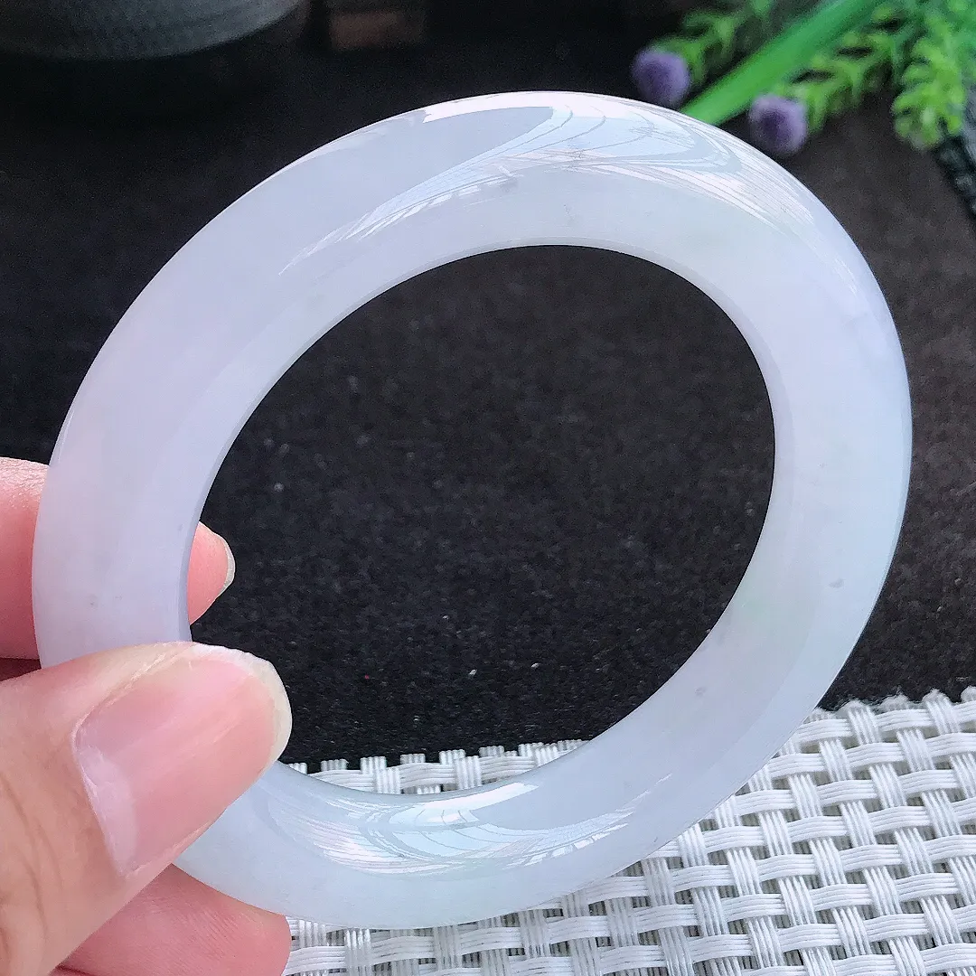 自然光54.5/11.6/11.9老坑冰胶果冻冰飘花胖圆条手镯天然翡翠玉镯百搭女款