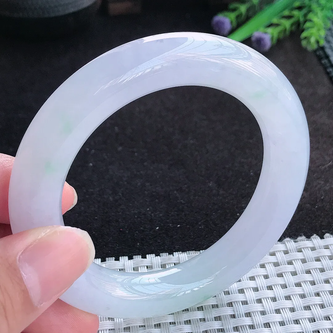 自然光54.5/11.6/11.9老坑冰胶果冻冰飘花胖圆条手镯天然翡翠玉镯百搭女款