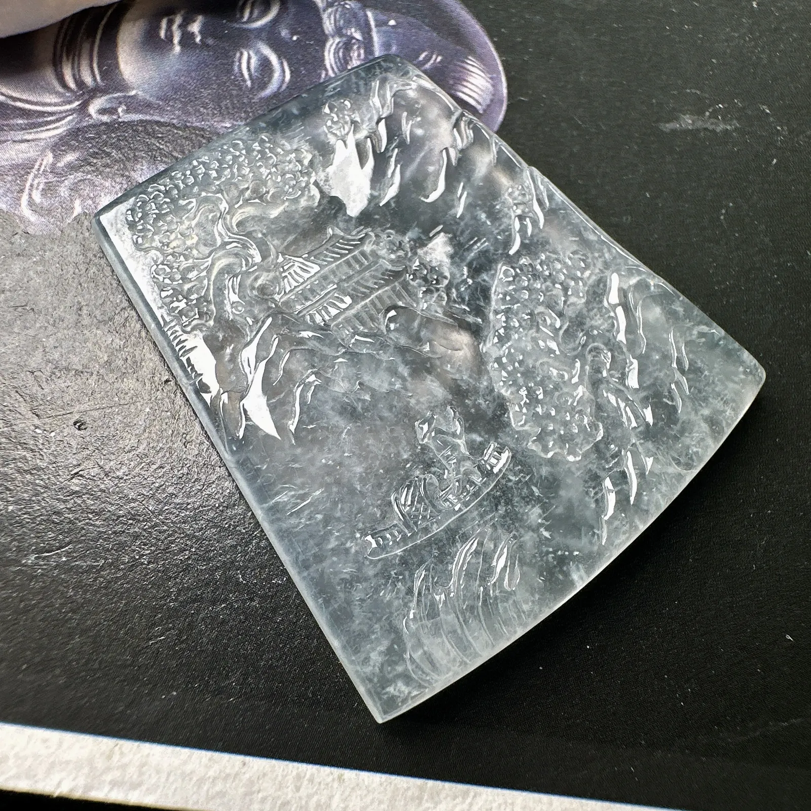 【玻璃种山水】种地很不错，冰感十足，通透度好，画面感强烈，稀有的好山水