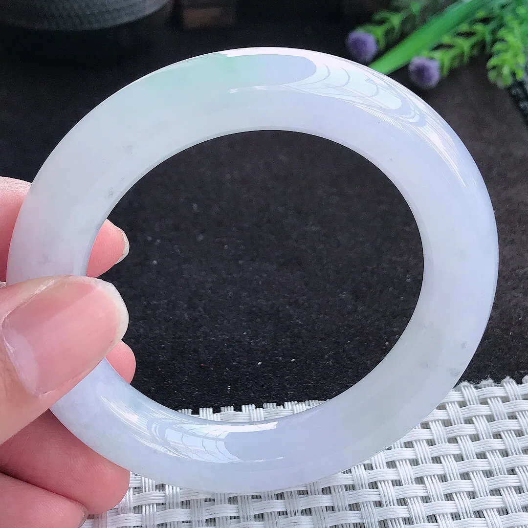 自然光54.5/11.6/11.9老坑冰胶果冻冰飘花胖圆条手镯天然翡翠玉镯百搭女款