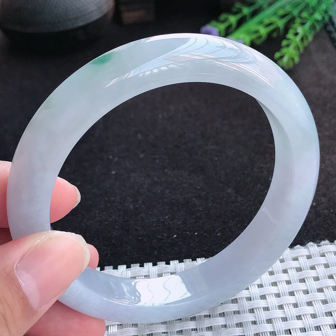 自然光62.5/12.3/9.6老坑冰胶果冻紫色飘花大圈口手镯天然翡翠玉镯百搭女款
