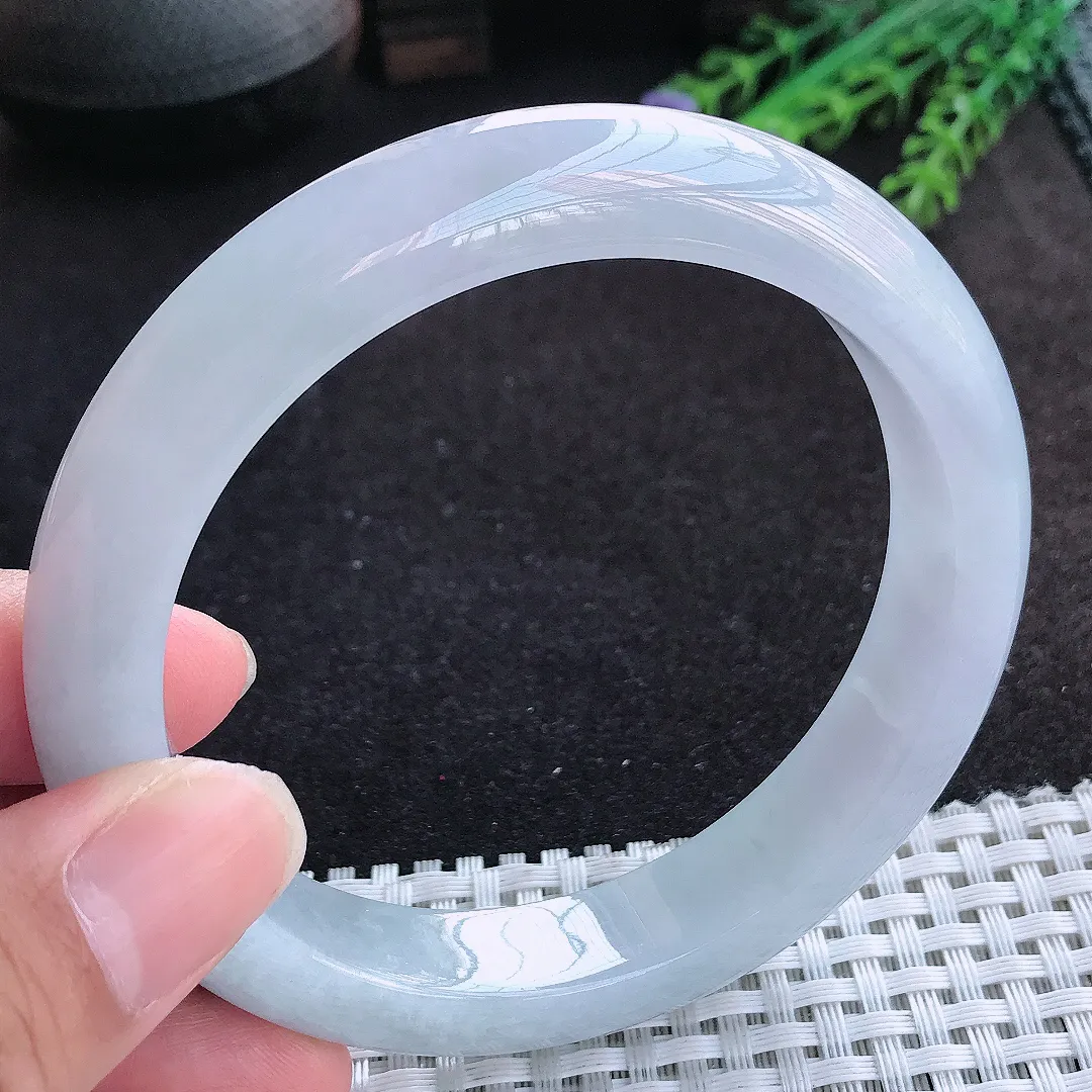 自然光62.5/12.3/9.6老坑冰胶果冻紫色飘花大圈口手镯天然翡翠玉镯百搭女款