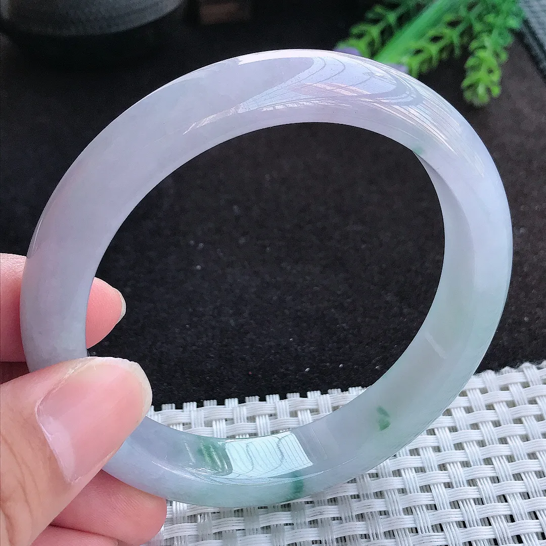 自然光62/12.9/8.7老坑冰胶果冻紫罗兰飘花手镯大圈口天然翡翠玉镯百搭女款