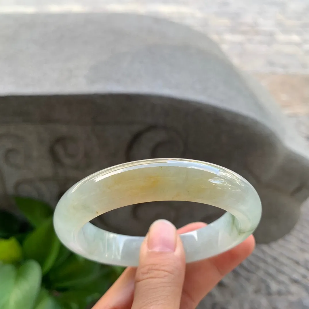 圈口57.8-12.8-9.2 【冰黄翡正圈手镯】正圈57 58可戴