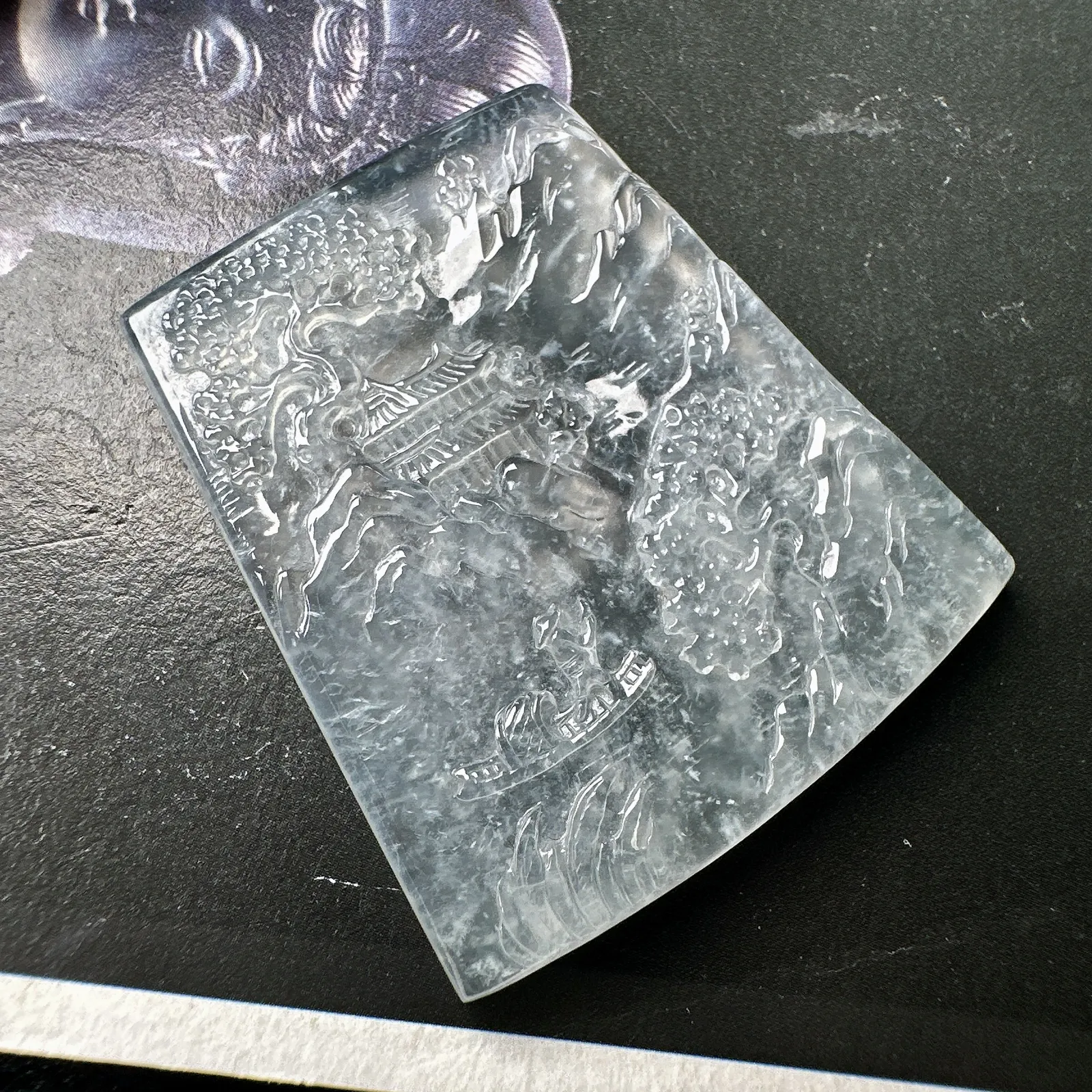 【玻璃种山水】种地很不错，冰感十足，通透度好，画面感强烈，稀有的好山水