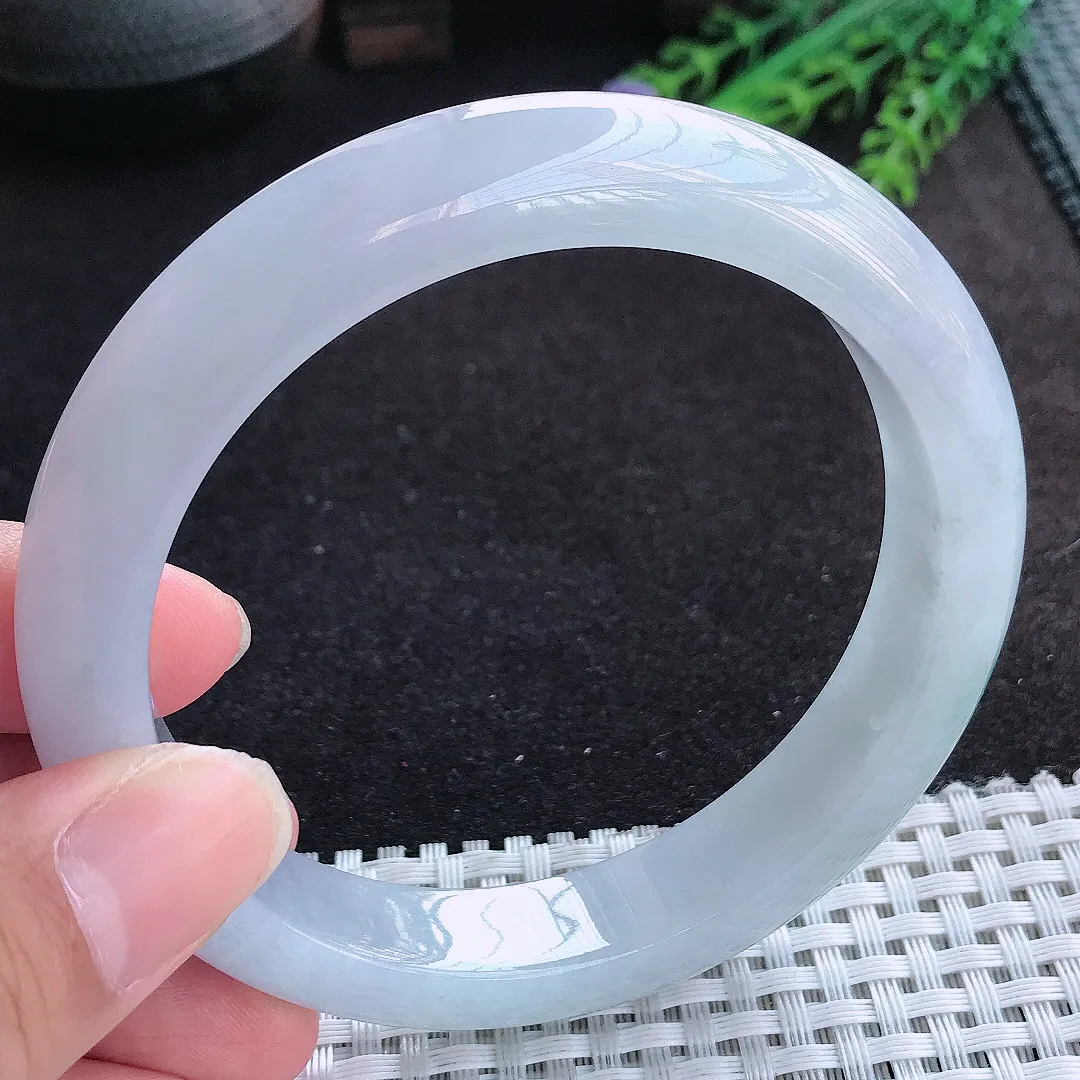 自然光62.5/12.3/9.6老坑冰胶果冻紫色飘花大圈口手镯天然翡翠玉镯百搭女款