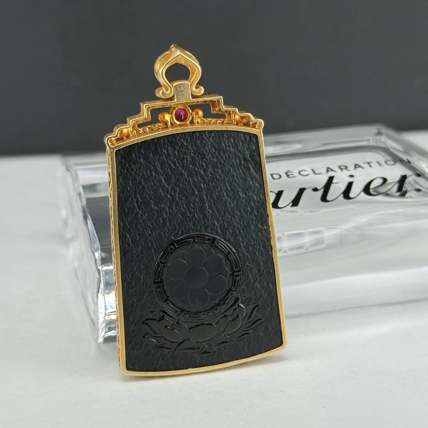 精品18k墨翠虚空藏菩萨 种好色正 黑度极好 打灯通透 油性十足