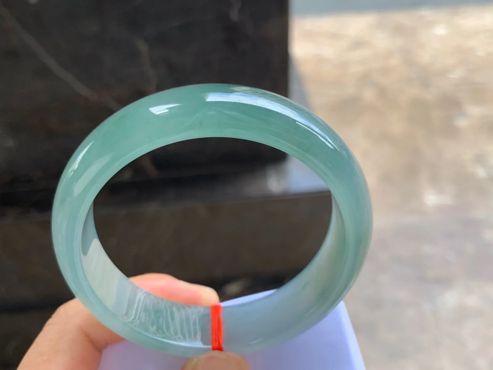 59-15.5-8mm
冰种带底色手镯 种好水润 宽版大气