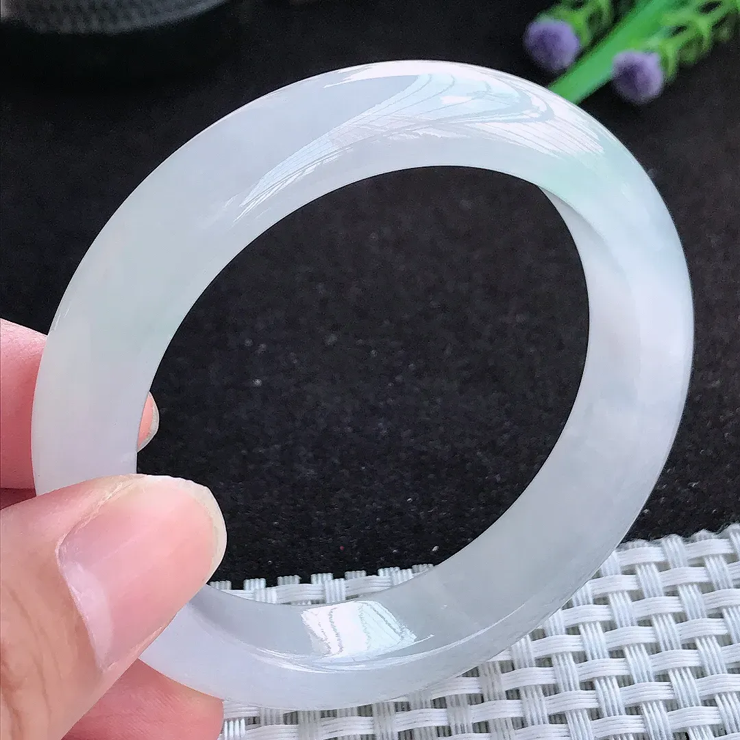 自然光54.5/12.9/8.6老坑冰透果冻胶冰纯手镯天然翡翠玉镯百搭女款