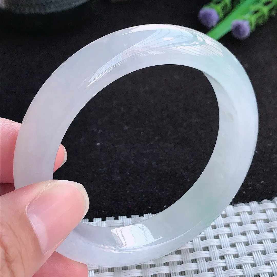 自然光54.5/12.9/8.6老坑冰透果冻胶冰纯手镯天然翡翠玉镯百搭女款