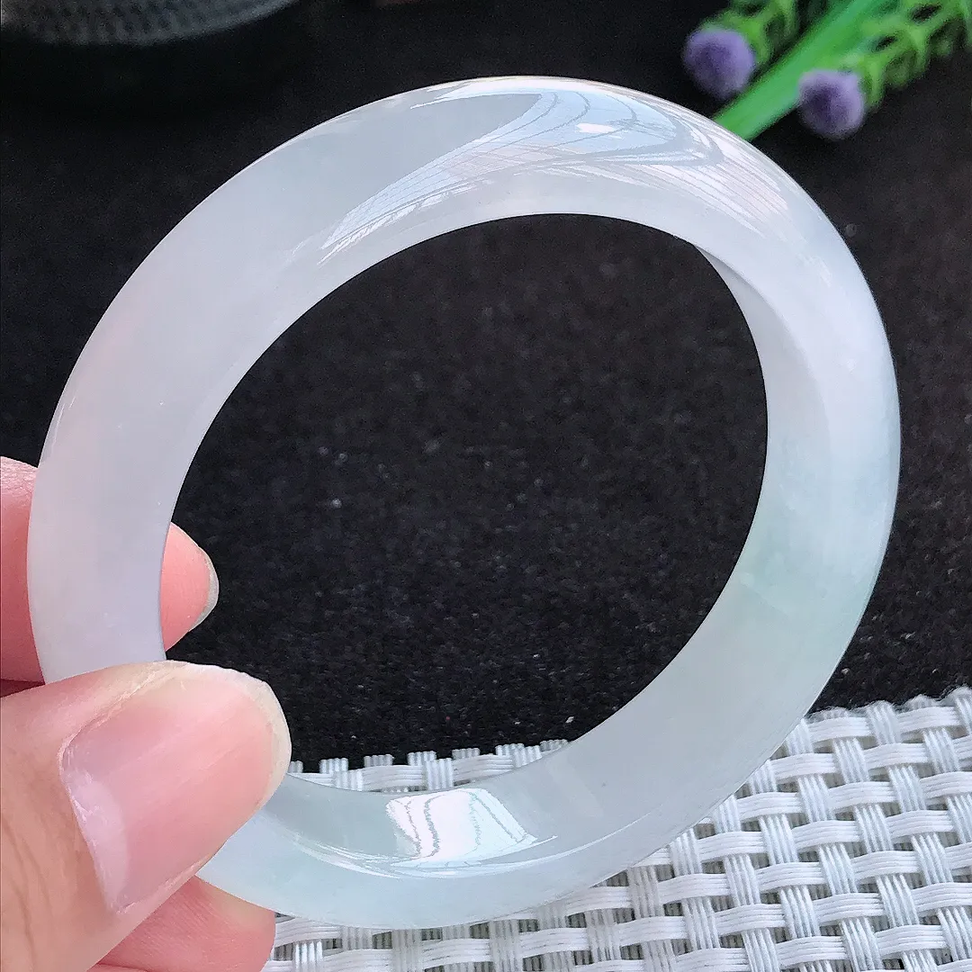 自然光54.5/12.9/8.6老坑冰透果冻胶冰纯手镯天然翡翠玉镯百搭女款
