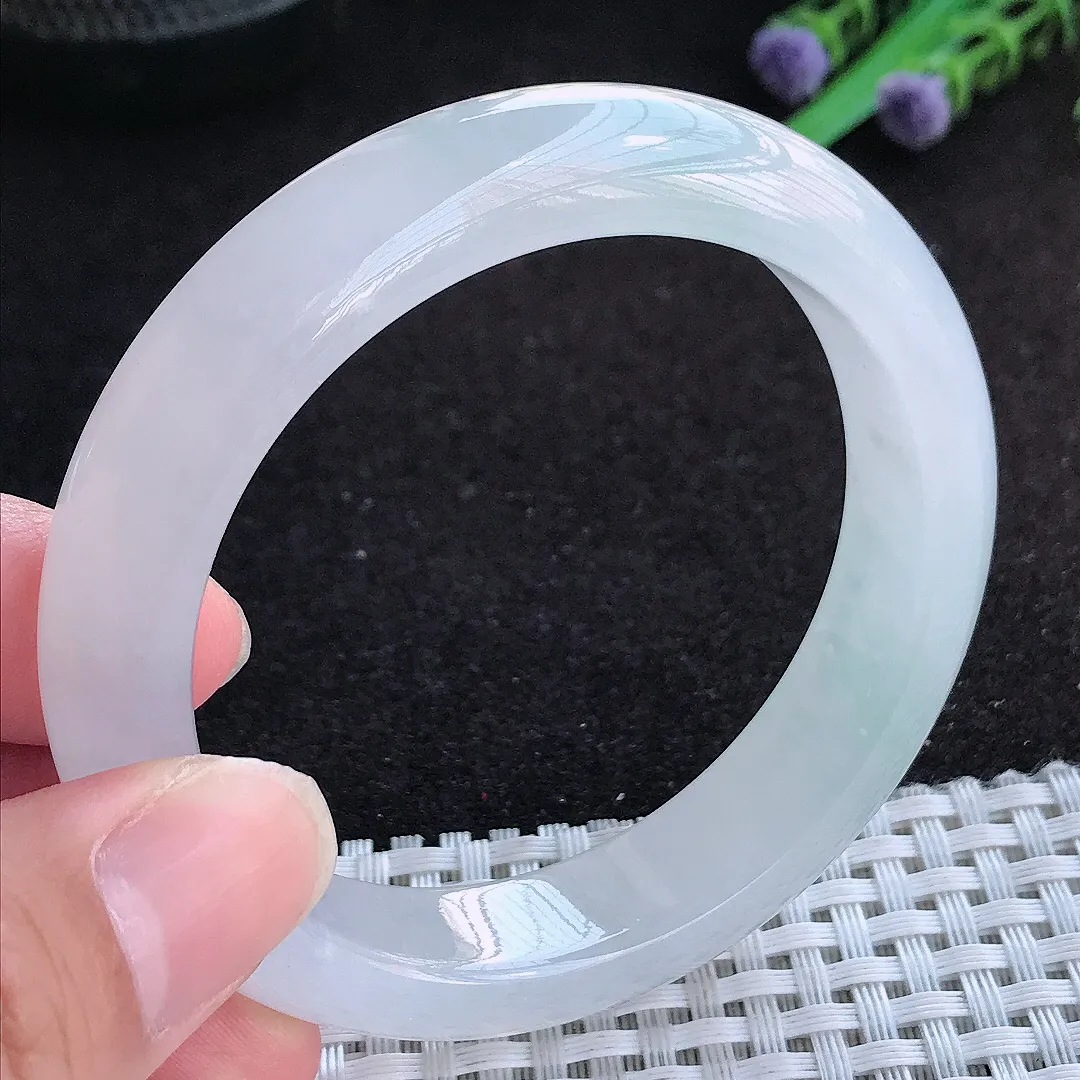 自然光54.5/12.9/8.6老坑冰透果冻胶冰纯手镯天然翡翠玉镯百搭女款