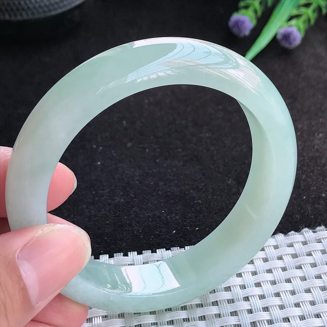 自然光55/13.5/8.3老坑冰胶水灵冰晴手镯天然翡翠玉镯百搭女款