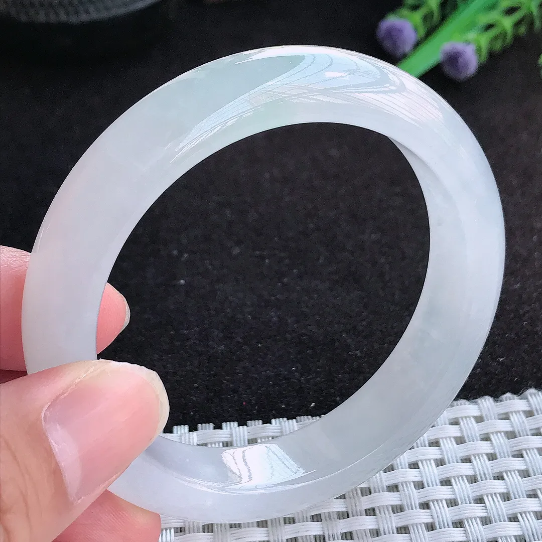自然光54.5/12.9/8.6老坑冰透果冻胶冰纯手镯天然翡翠玉镯百搭女款