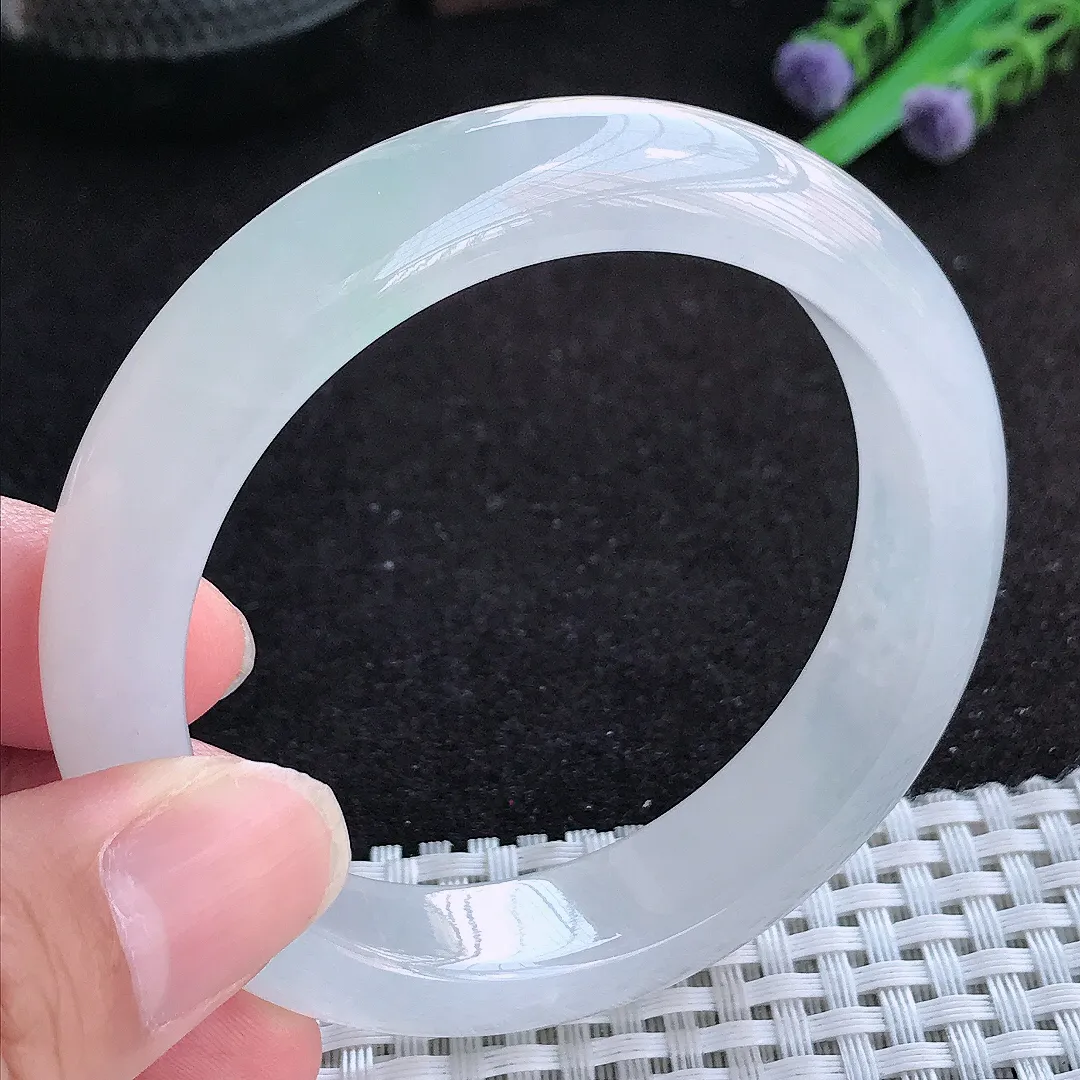 自然光54.5/12.9/8.6老坑冰透果冻胶冰纯手镯天然翡翠玉镯百搭女款