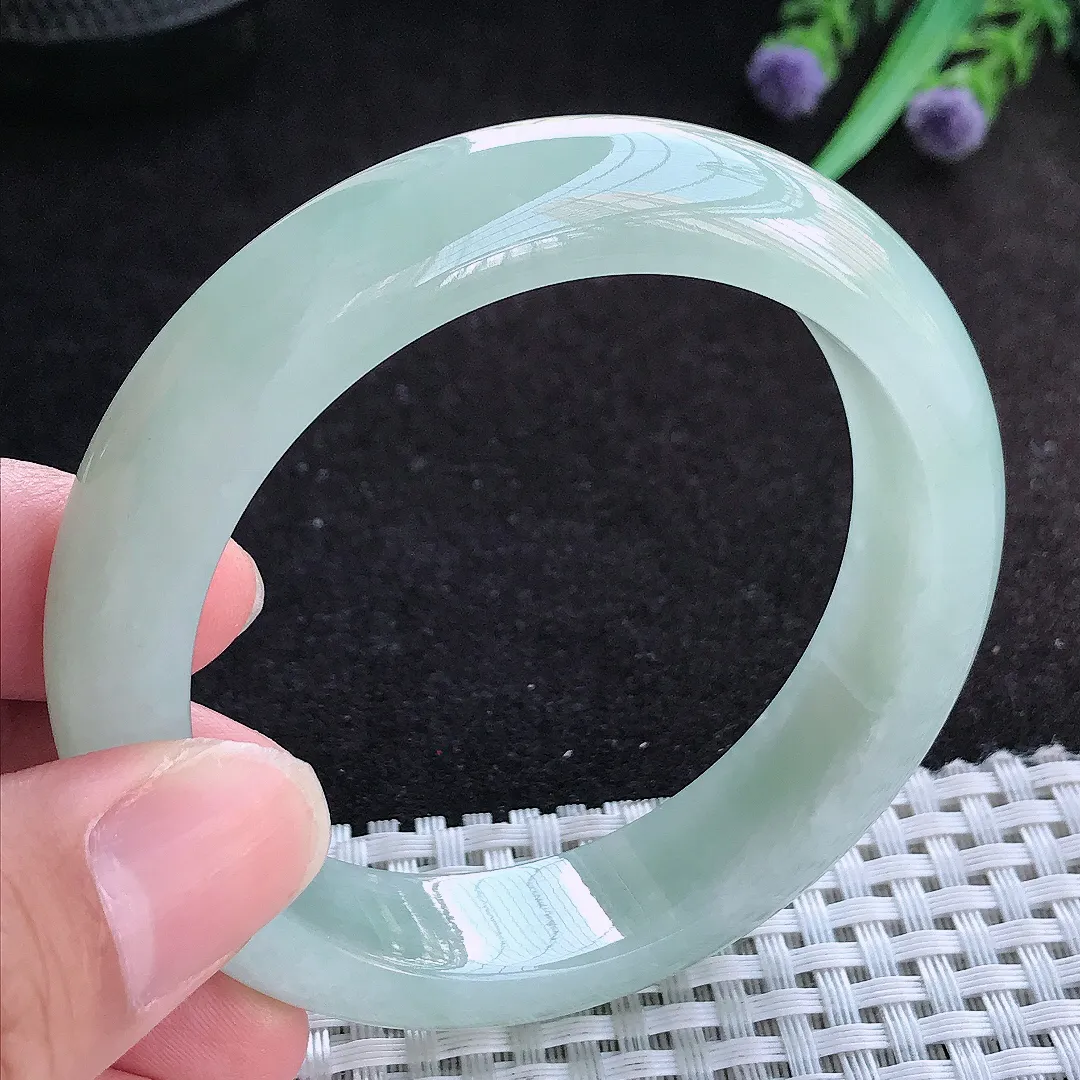 自然光55/13.5/8.3老坑冰胶水灵冰晴手镯天然翡翠玉镯百搭女款