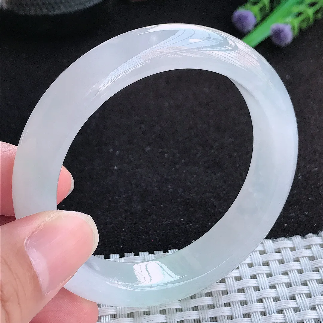 自然光54.5/12.9/8.6老坑冰透果冻胶冰纯手镯天然翡翠玉镯百搭女款