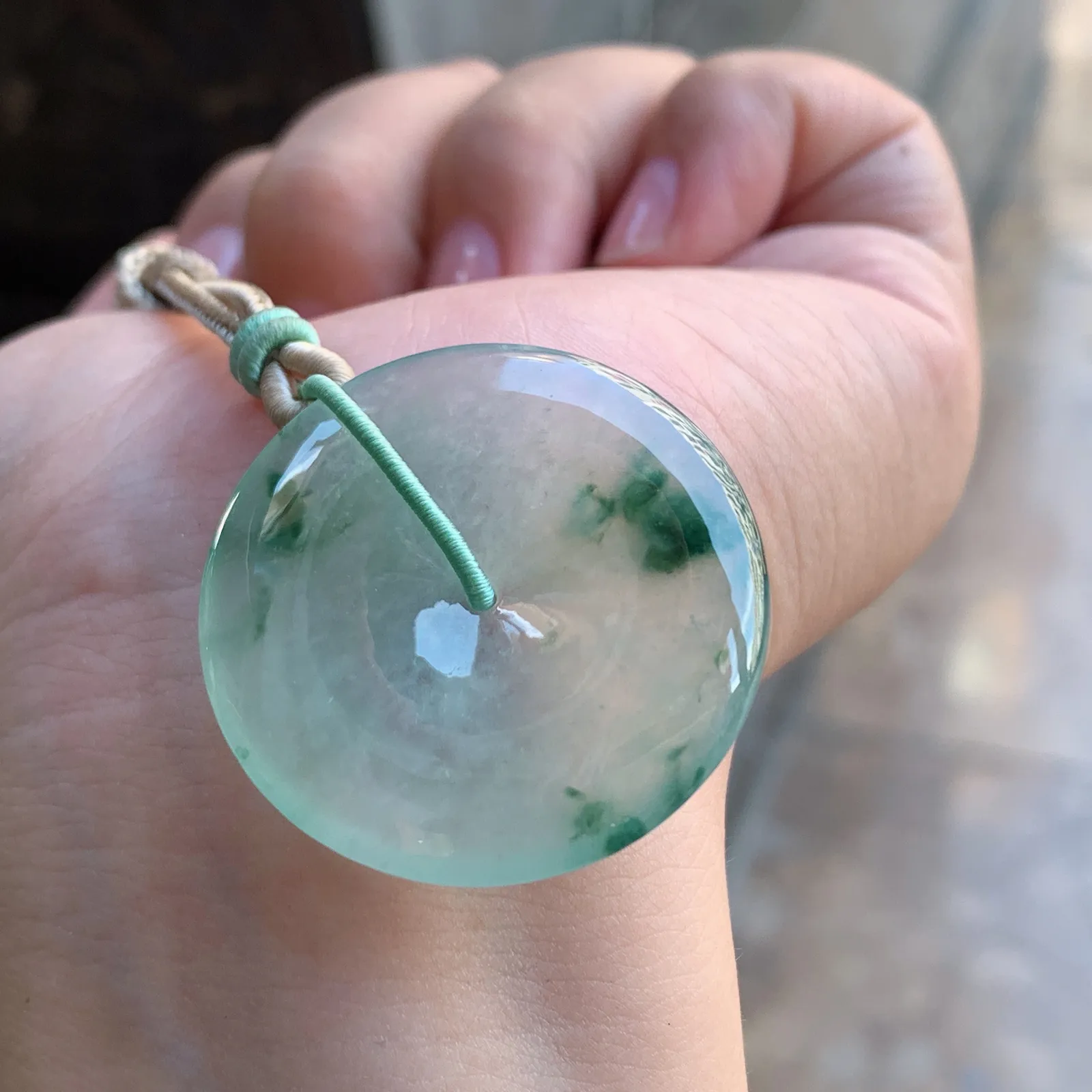 冰种飘花平安扣吊坠 大气