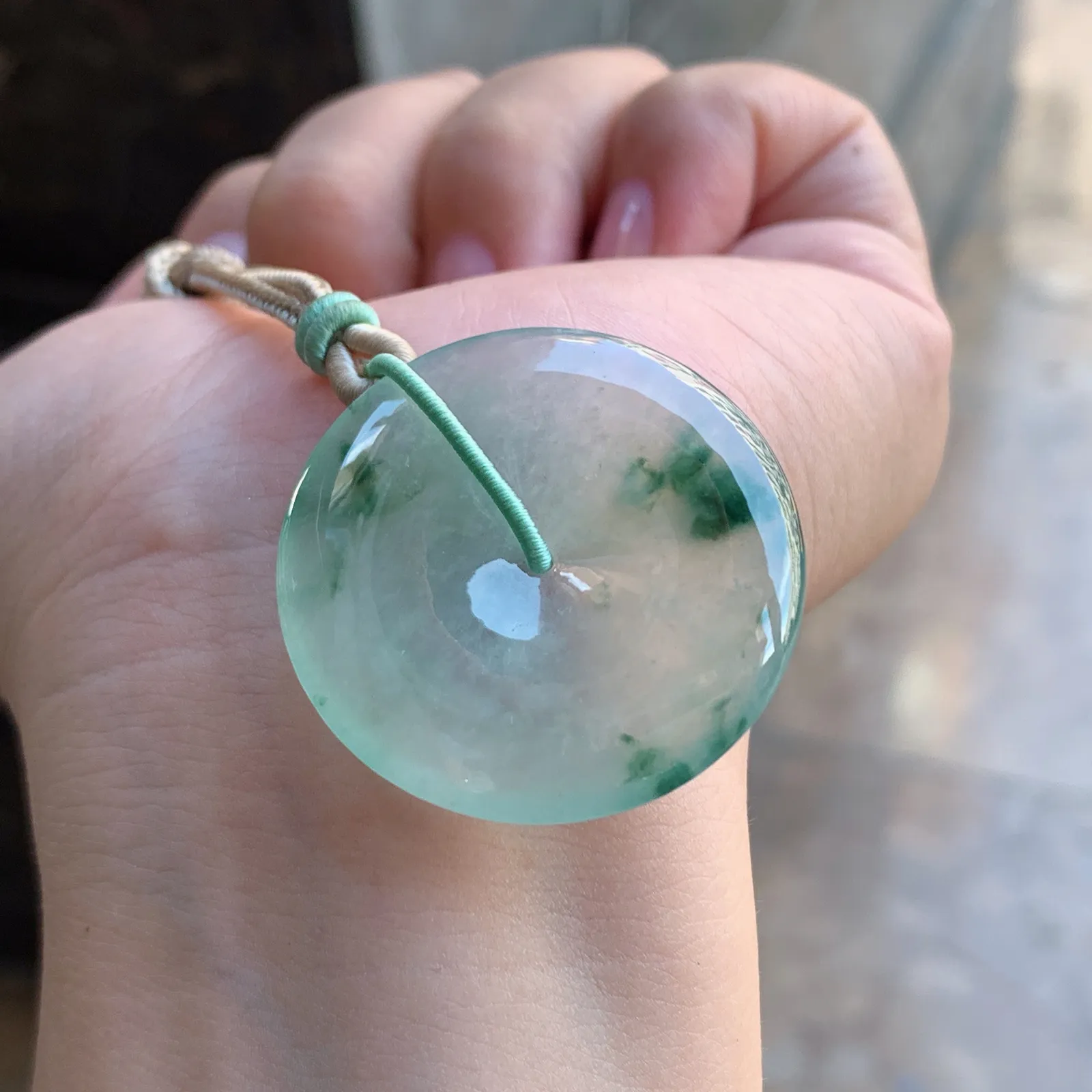冰种飘花平安扣吊坠 大气