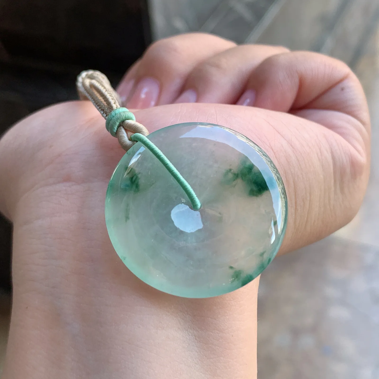 冰种飘花平安扣吊坠 大气