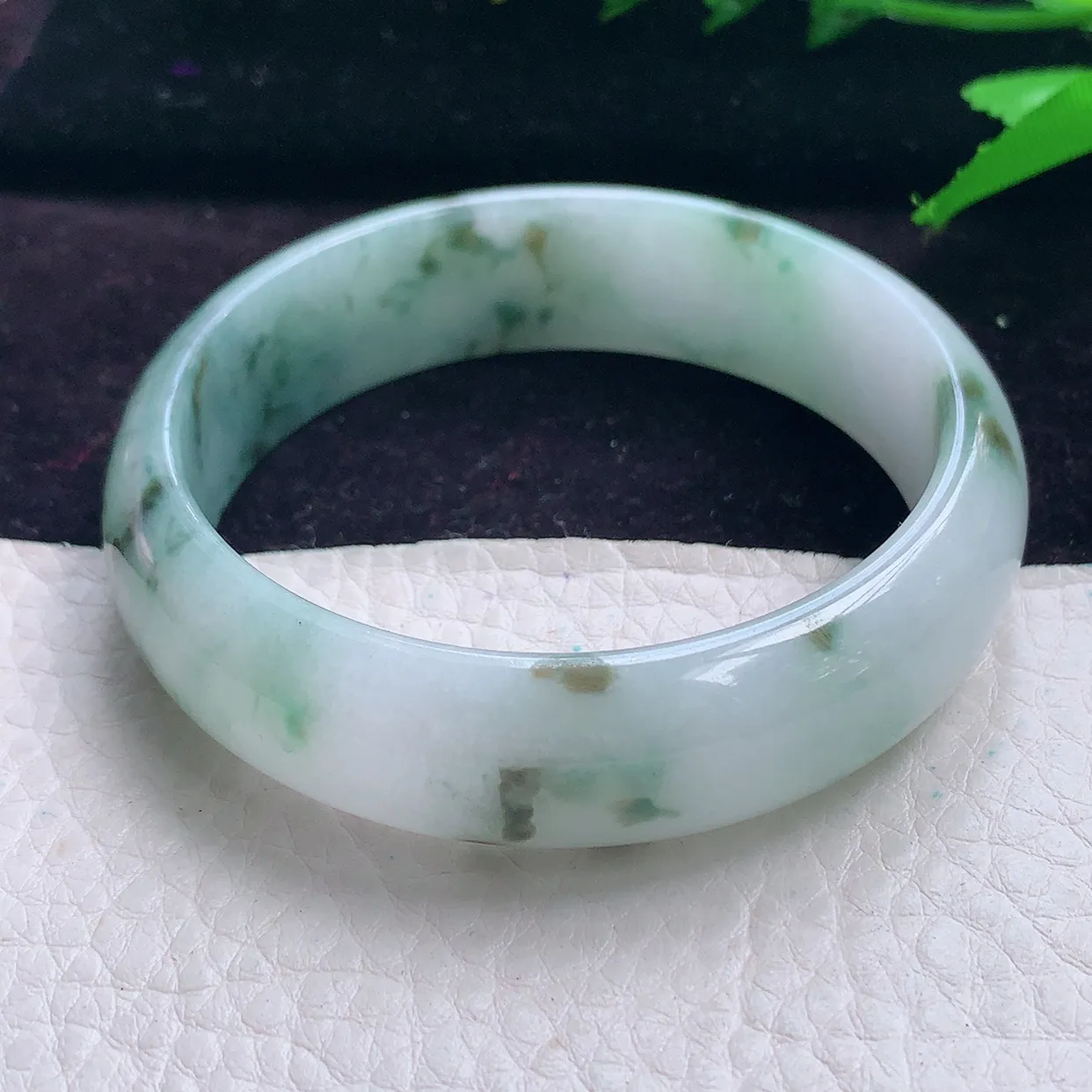 pj实拍55*15.6*6.8轮胎镯 飘花正圈平安镯 缅甸翡翠玉手镯 珠宝宽边玉手环